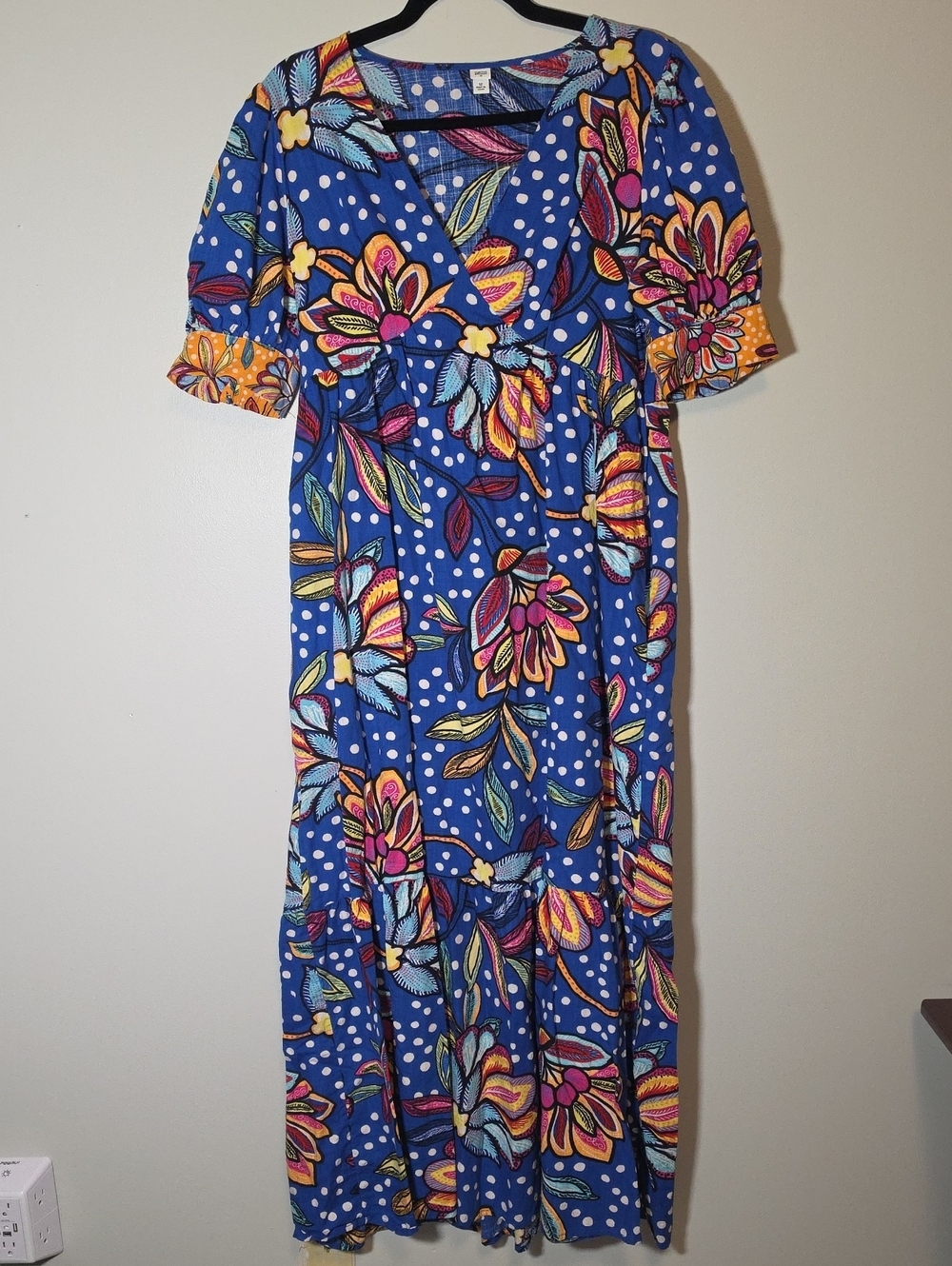Tabitha Brown Target Blue Floral & Polka Dot Maxi Dress